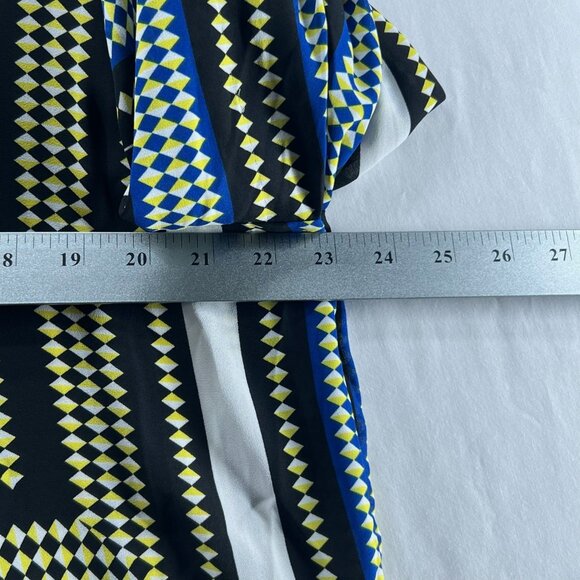 7th Avenue New York & Co Tie-Neck Top Womens XL Long Sleeve Geometric Multicolor - Picture 10 of 13